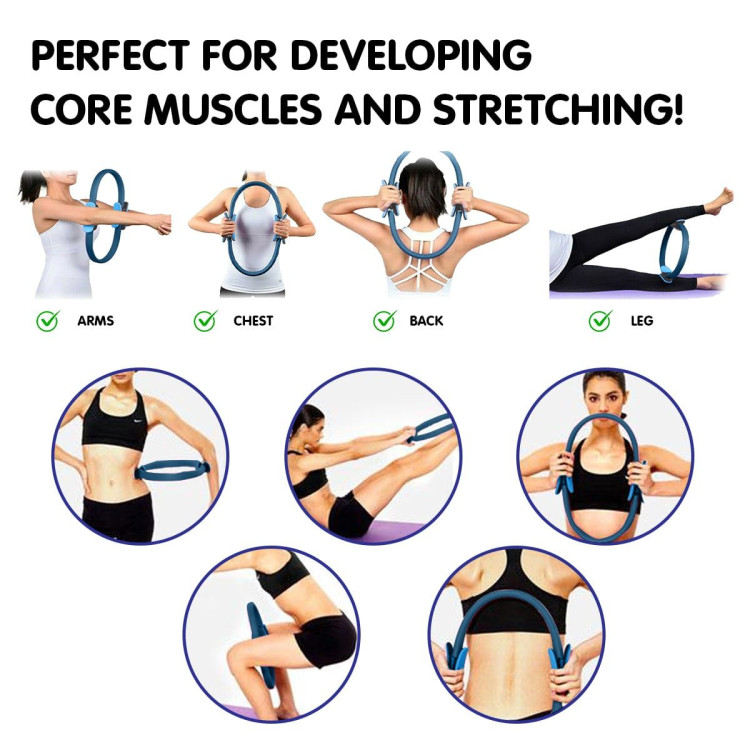 Powertrain Pilates Ring Band Yoga Home Workout Exercise Band Blue image 7