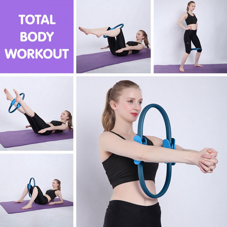 Powertrain Pilates Ring Band Yoga Home Workout Exercise Band Blue image 9