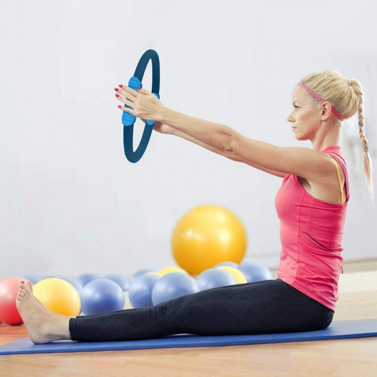 Powertrain Pilates Ring Band Yoga Home Workout Exercise Band Blue image 10