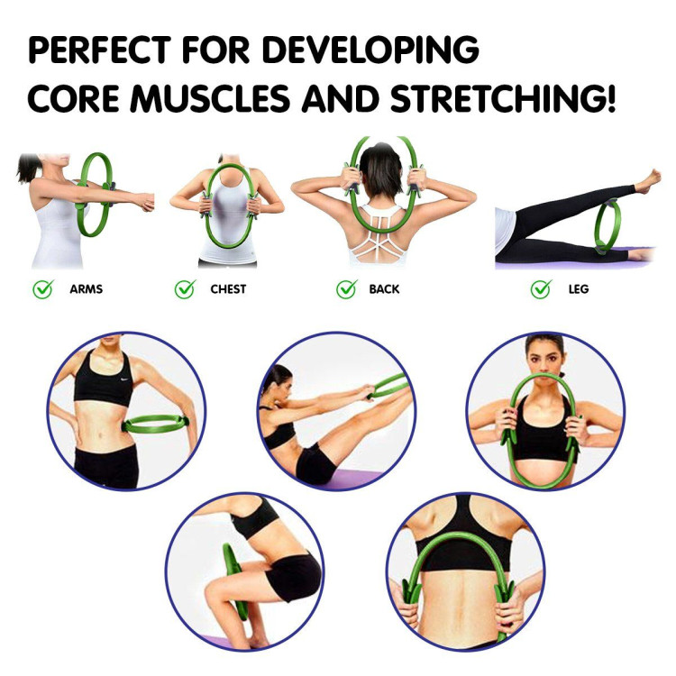 Powertrain Pilates Ring Band Yoga Home Workout Exercise Band Green image 8