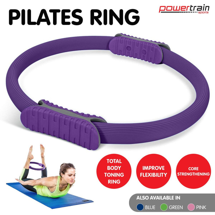 Powertrain Pilates Ring Band Yoga Home Workout Exercise Band Purple image 11