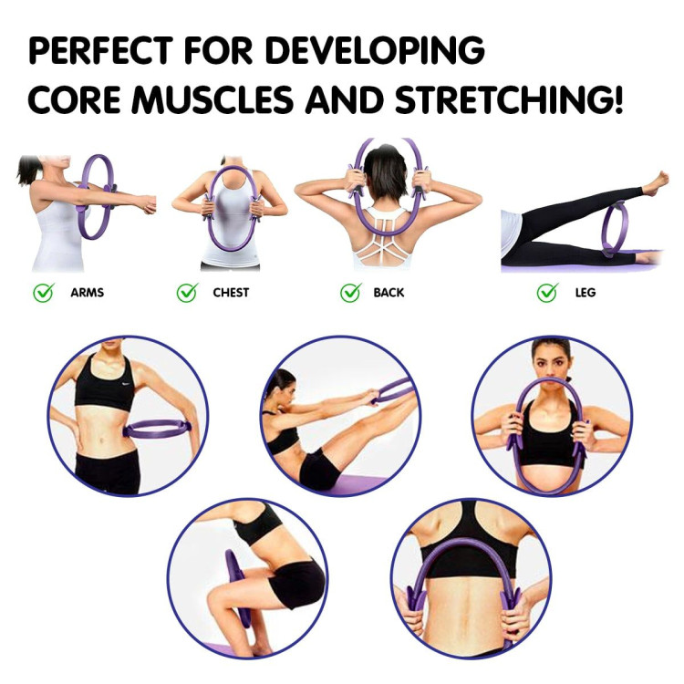 Powertrain Pilates Ring Band Yoga Home Workout Exercise Band Purple image 7