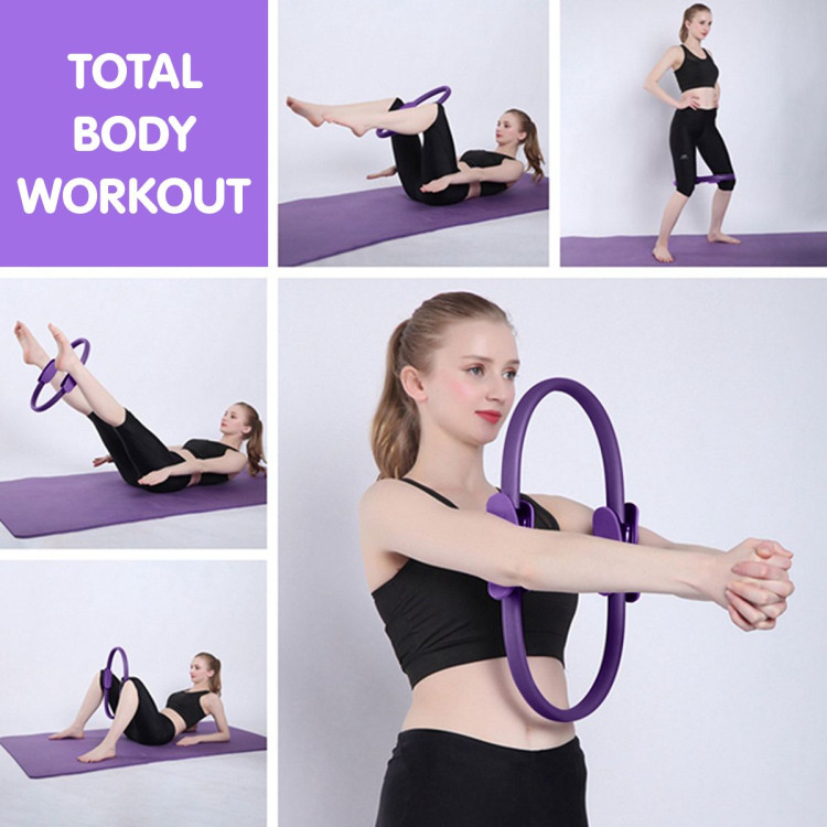 Powertrain Pilates Ring Band Yoga Home Workout Exercise Band Purple image 9