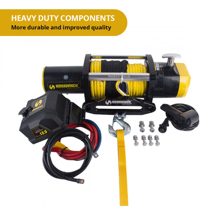 Heavy duty 12500LBS 12V Electric Winch Synthetic Rope  4x4 Truck image 4