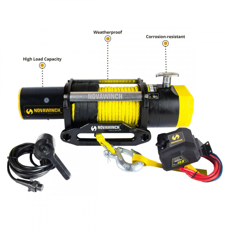 Heavy duty 12500LBS 12V Electric Winch Synthetic Rope  4x4 Truck image 5