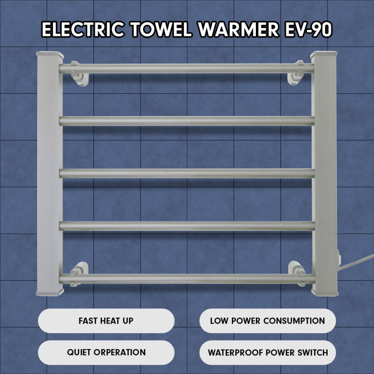 Pronti Heated Towel Rack Electric Bathroom Towel Rails EV-90- Silver image 6