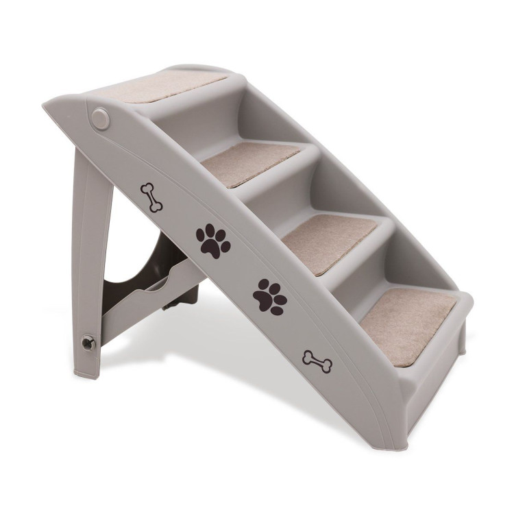 Furtastic Foldable Pet Stairs in Grey - 50cm Dog Ladder Cat Ramp with Non-Slip Mat for Indoor and Outdoor Use image 2