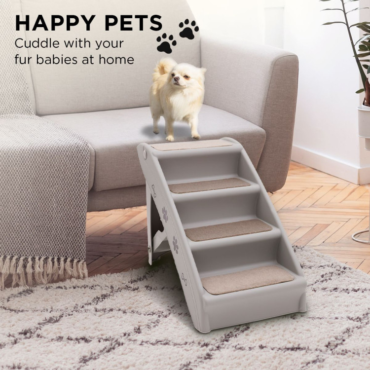 Furtastic Foldable Pet Stairs in Grey - 50cm Dog Ladder Cat Ramp with Non-Slip Mat for Indoor and Outdoor Use image 11