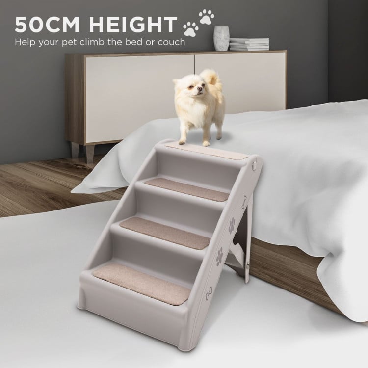 Furtastic Foldable Pet Stairs in Grey - 50cm Dog Ladder Cat Ramp with Non-Slip Mat for Indoor and Outdoor Use image 12