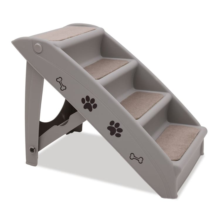 Furtastic Foldable Pet Stairs in Grey - 50cm Dog Ladder Cat Ramp with Non-Slip Mat for Indoor and Outdoor Use image 4
