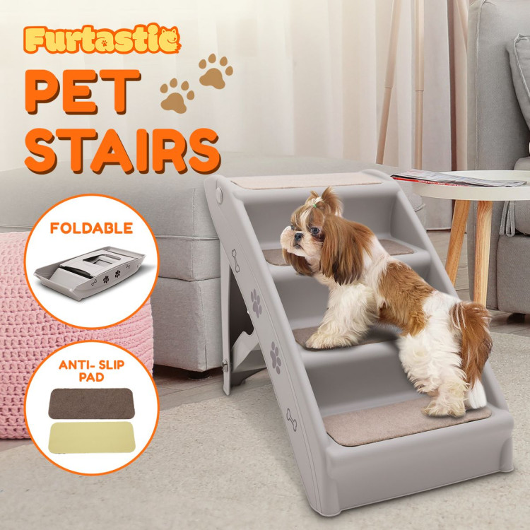 Furtastic Foldable Pet Stairs in Grey - 50cm Dog Ladder Cat Ramp with Non-Slip Mat for Indoor and Outdoor Use image 10