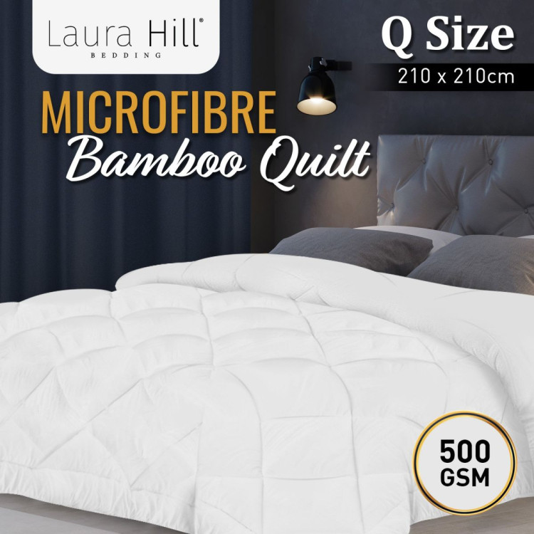 Laura Hill 500GSM Microfibre Bamboo Quilt Comforter Doona - Queen image 13