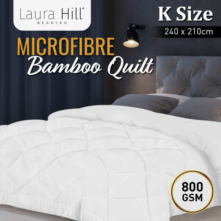 Laura Hill 800GSM Microfibre Bamboo Quilt Comforter Doona - King image 13