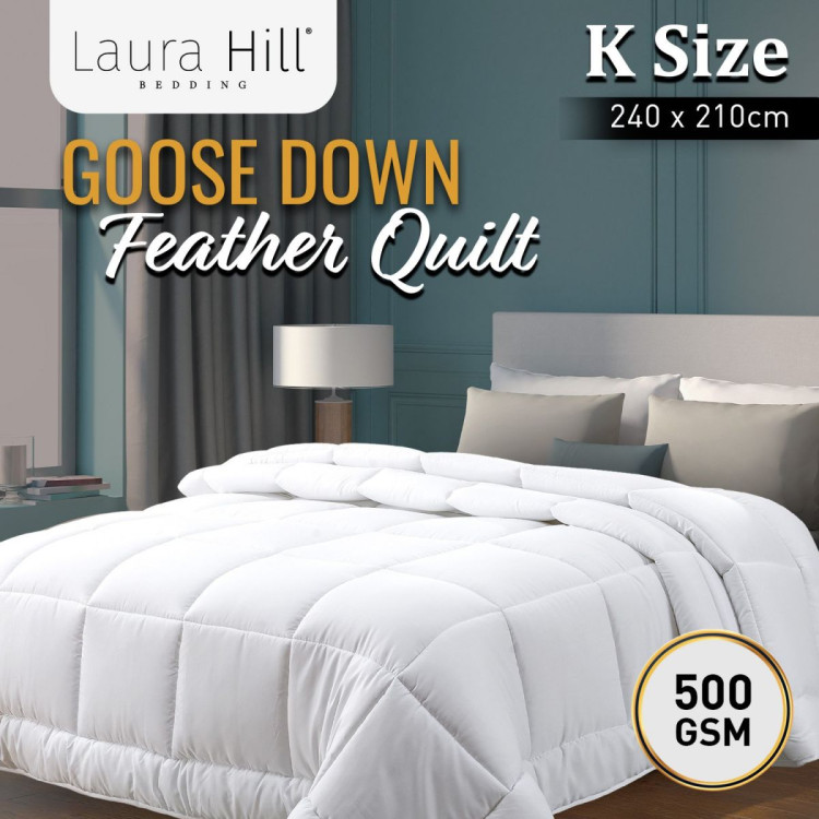 Laura Hill 500GSM Goose Down Feather Quilt Duvet Doona - King image 13