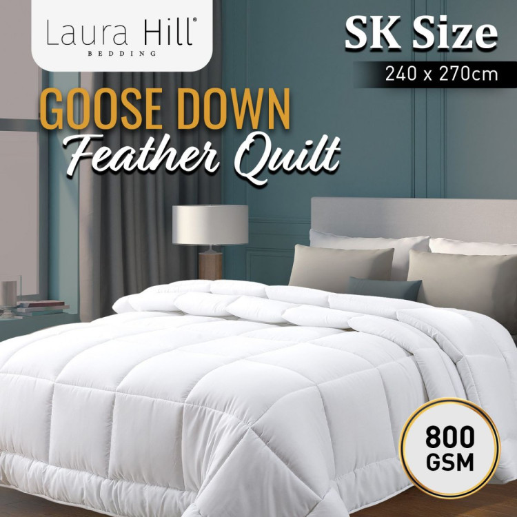 Laura Hill 800GSM Goose Down Feather Comforter Doona - Super King image 13