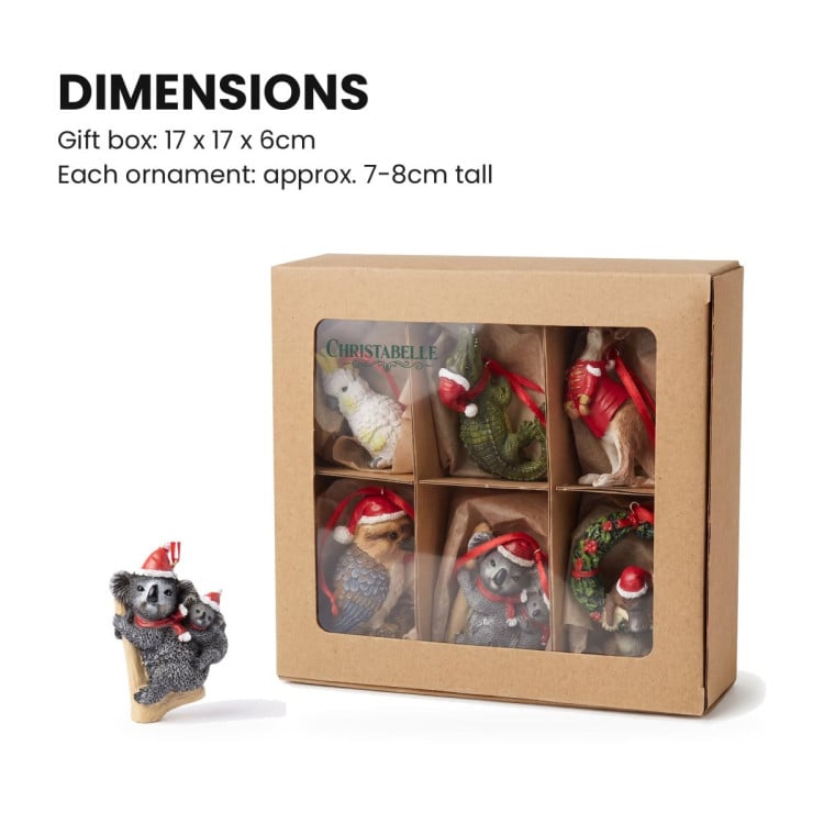 Christabelle Australian Animal Christmas Tree Decorations Set of 6 Hand-Painted Resin Ornaments Gift Box image 5