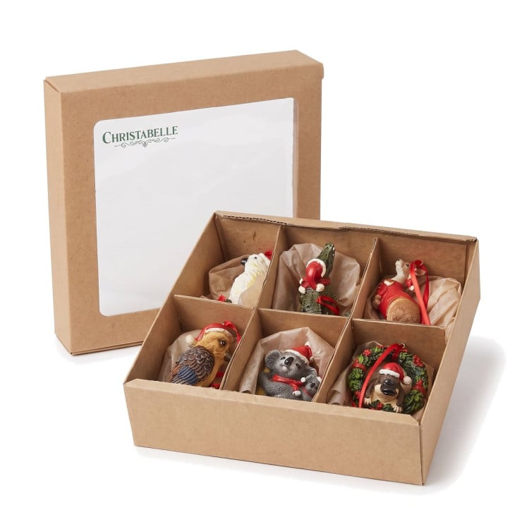 Christabelle Australian Animal Christmas Tree Decorations Set of 6 Hand-Painted Resin Ornaments Gift Box image 7