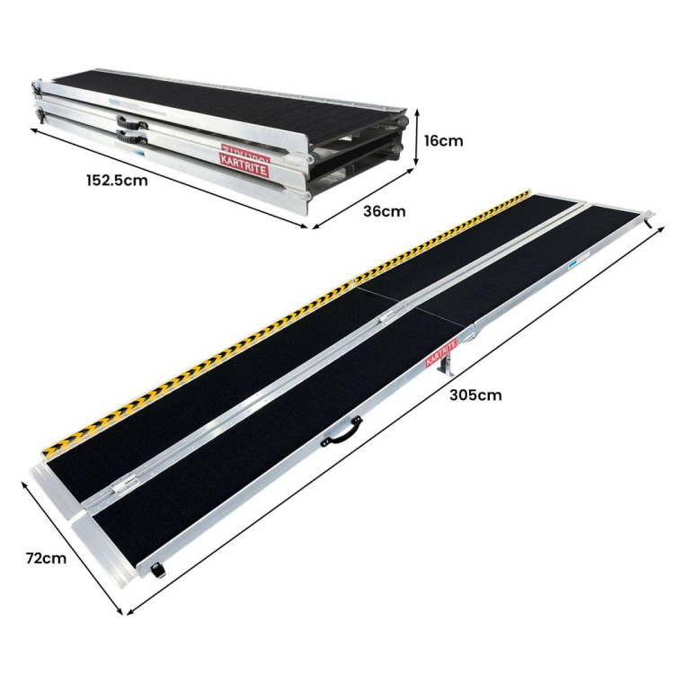Kartrite Folding Aluminium Wheelchair Ramp 10FT Portable Mobility Access Ramp image 3