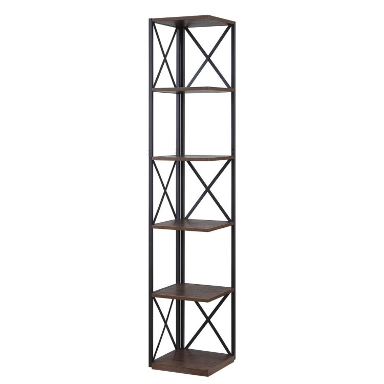 Sarantino Nora 5-Tier Corner Bookshelf - Walnut/Black image 7