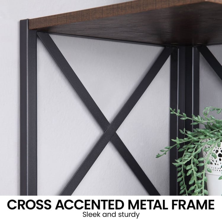 Sarantino Nora 5-Tier Corner Bookshelf - Walnut/Black image 10