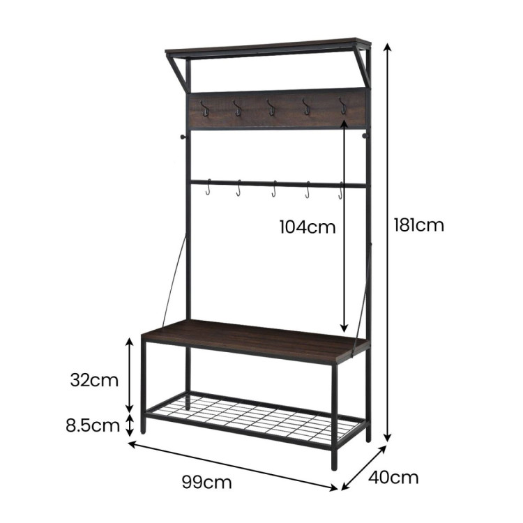 Sarantino 4-in-1 Hall Tree Entryway Coat Rack Hall Stand image 3