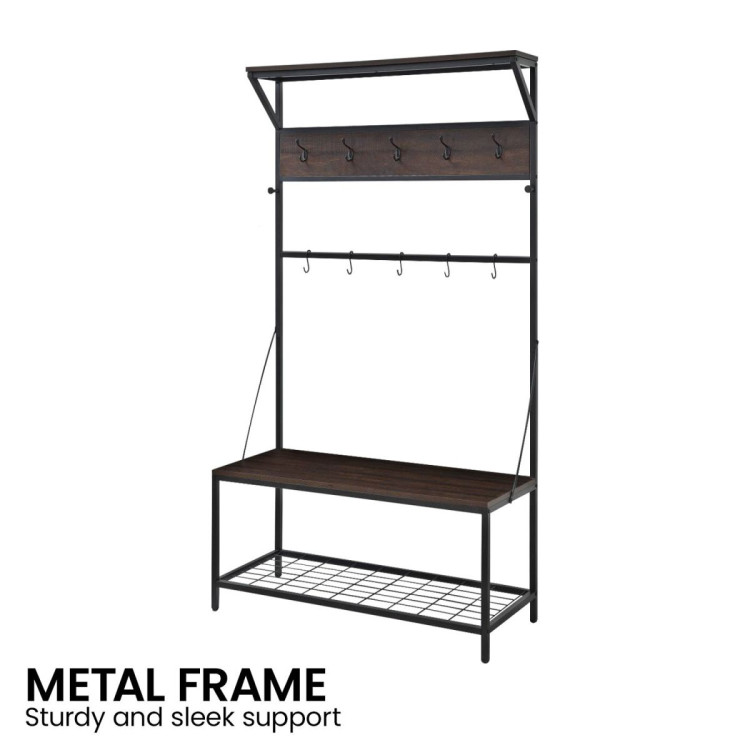 Sarantino 4-in-1 Hall Tree Entryway Coat Rack Hall Stand image 8
