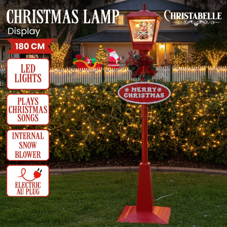 Christabelle Christmas Lamp Post with Snow, Lights & Music- Red with Santa 180cm image 9