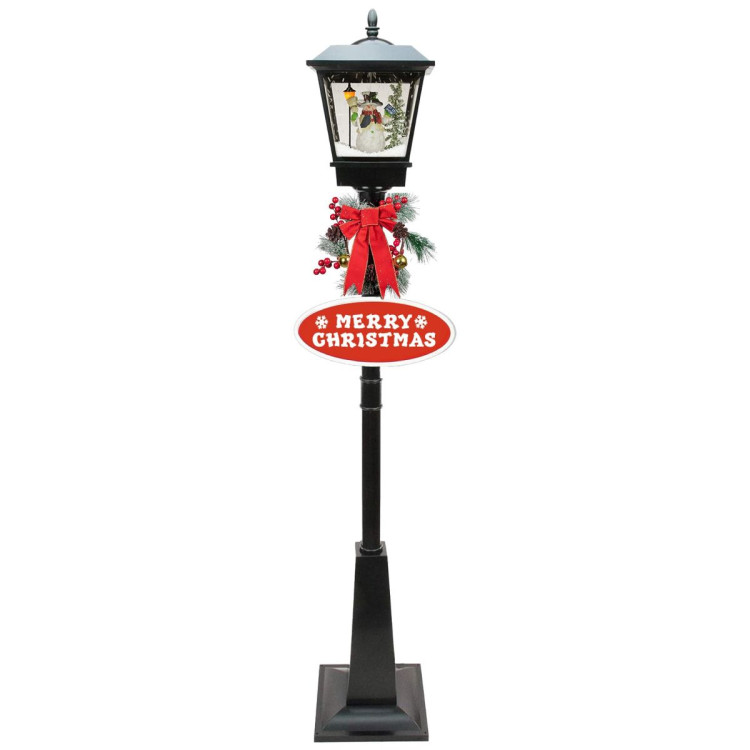 Christabelle Christmas Lamp Post with Snow Lights & Music- Black Snowman 180cm