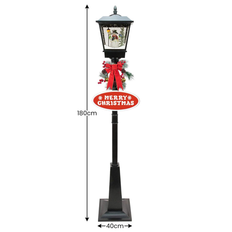 Christabelle Christmas Lamp Post with Snow Lights & Music- Black Snowman 180cm image 3