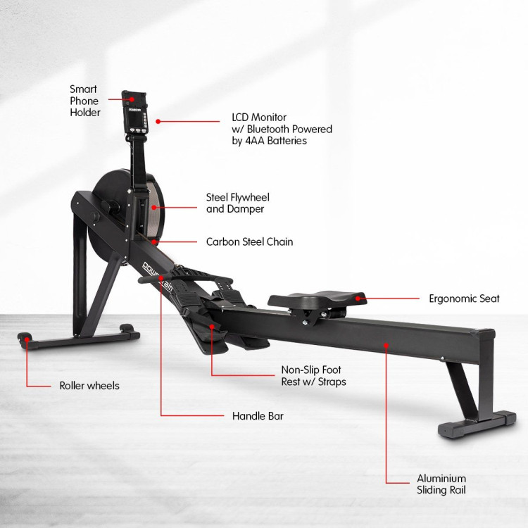 Powertrain Air Rowing Machine Resistance Rower for Home Gym Cardio image 8