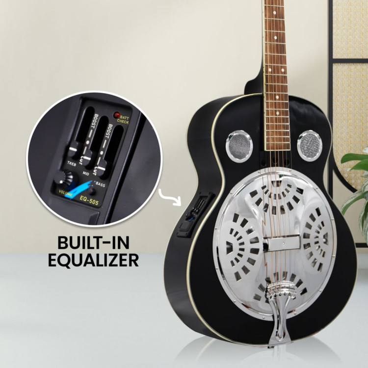 Karrera 40in Resonator Guitar - Black image 6