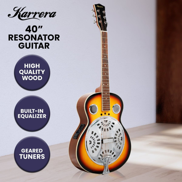 Karrera 40in Resonator Guitar - Sunburst image 7