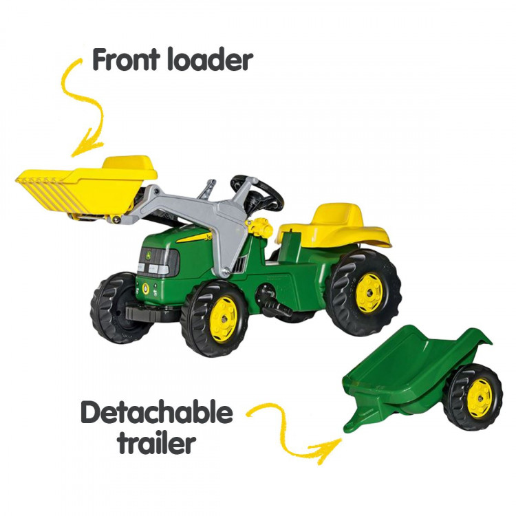 John Deere Rolly Kids RT023110 Ride on Tractor with Trailer & Loader image 3