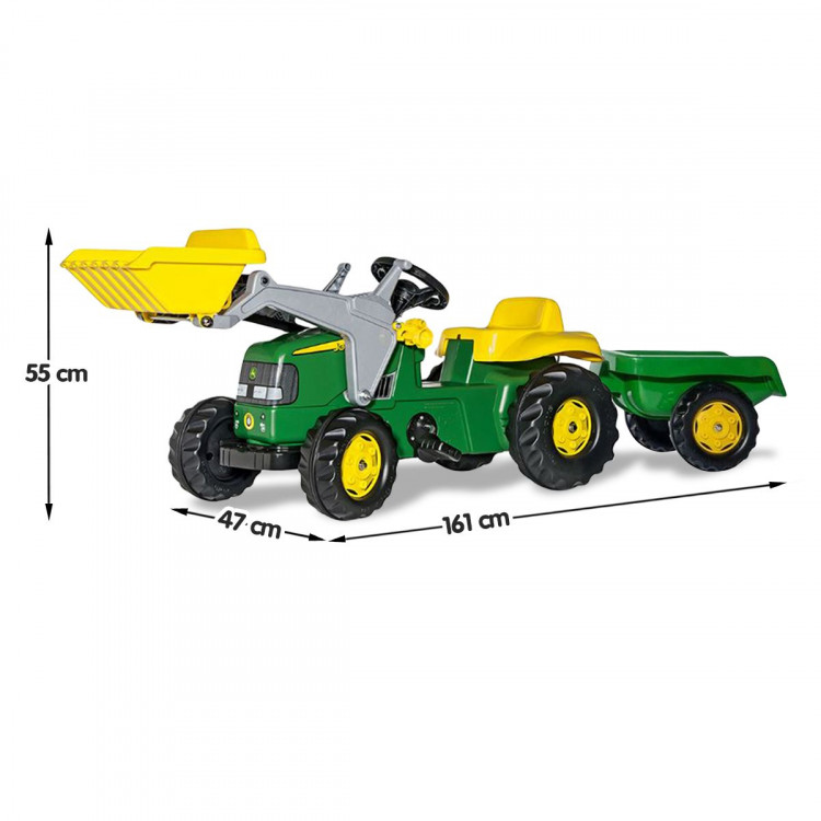 John Deere Rolly Kids RT023110 Ride on Tractor with Trailer & Loader image 4