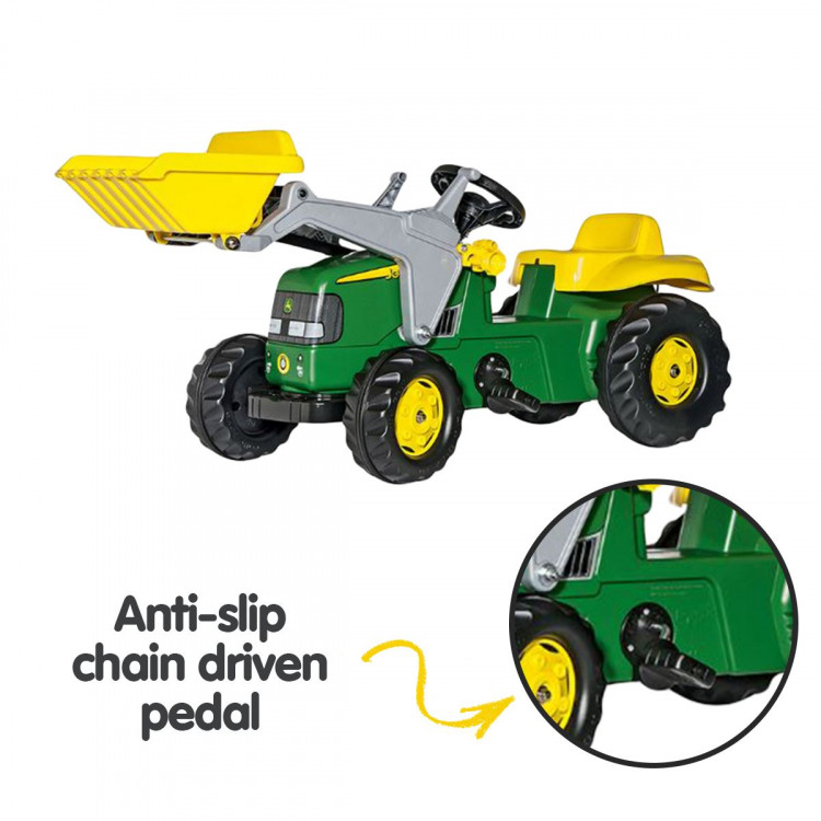 John Deere Rolly Kids RT023110 Ride on Tractor with Trailer & Loader image 5