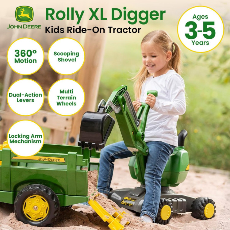 John Deere Rolly Digger XL Ride-On Excavator Childrens Toy with 360 degree Rotation, Work Scoop & Levers All-Terrain 3+ image 10