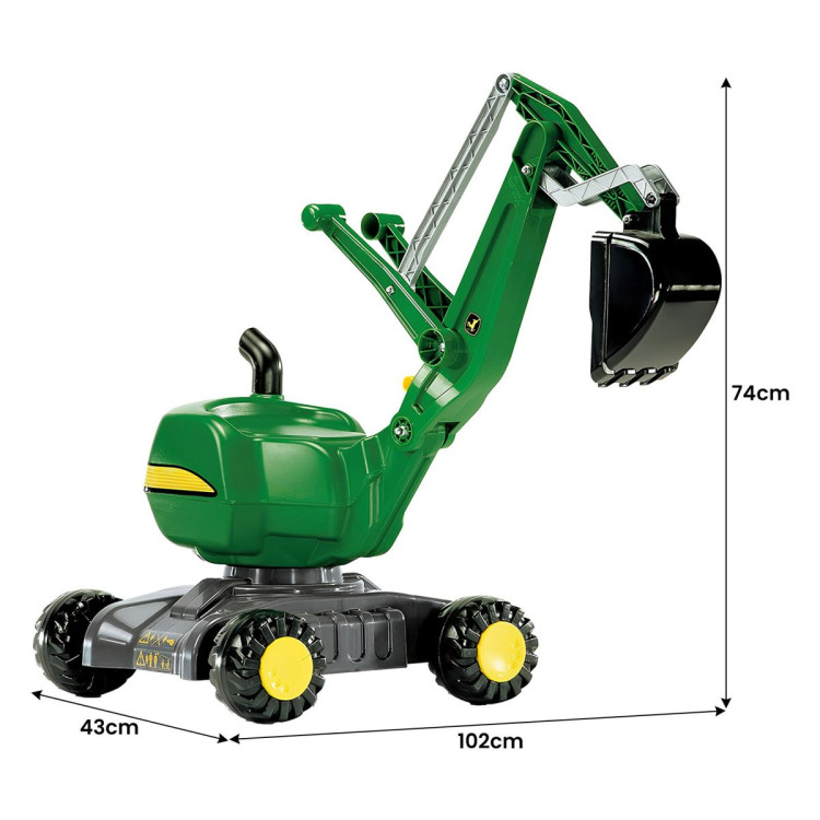 John Deere Rolly Digger XL Ride-On Excavator Childrens Toy with 360 degree Rotation, Work Scoop & Levers All-Terrain 3+ image 4