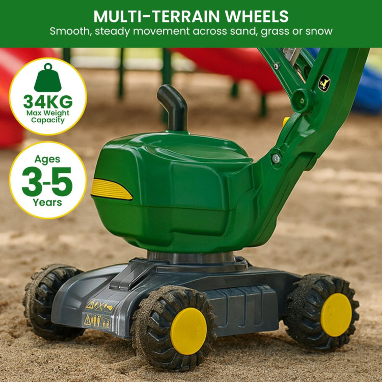 John Deere Rolly Digger XL Ride-On Excavator Childrens Toy with 360 degree Rotation, Work Scoop & Levers All-Terrain 3+ image 8