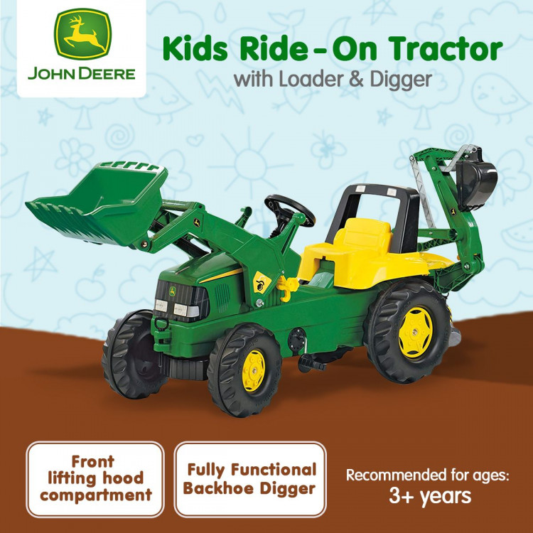 John Deere Rolly Kids  Ride On Tractor with Loader & Digger RT811076 image 7