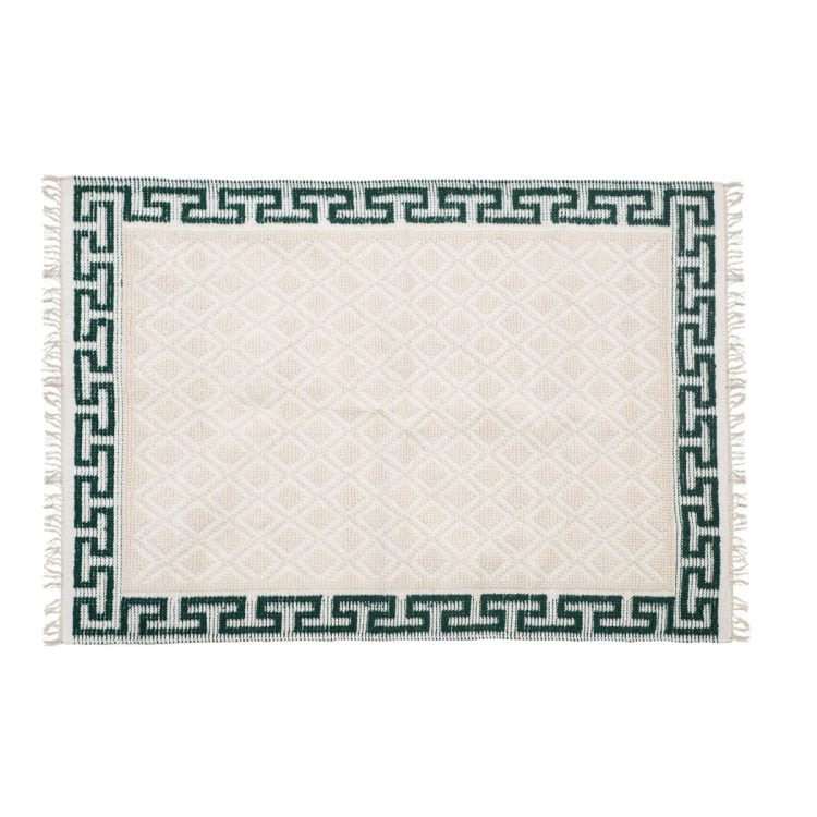 Greek-Inspired Wool Rug 165 Cream and Green image 3