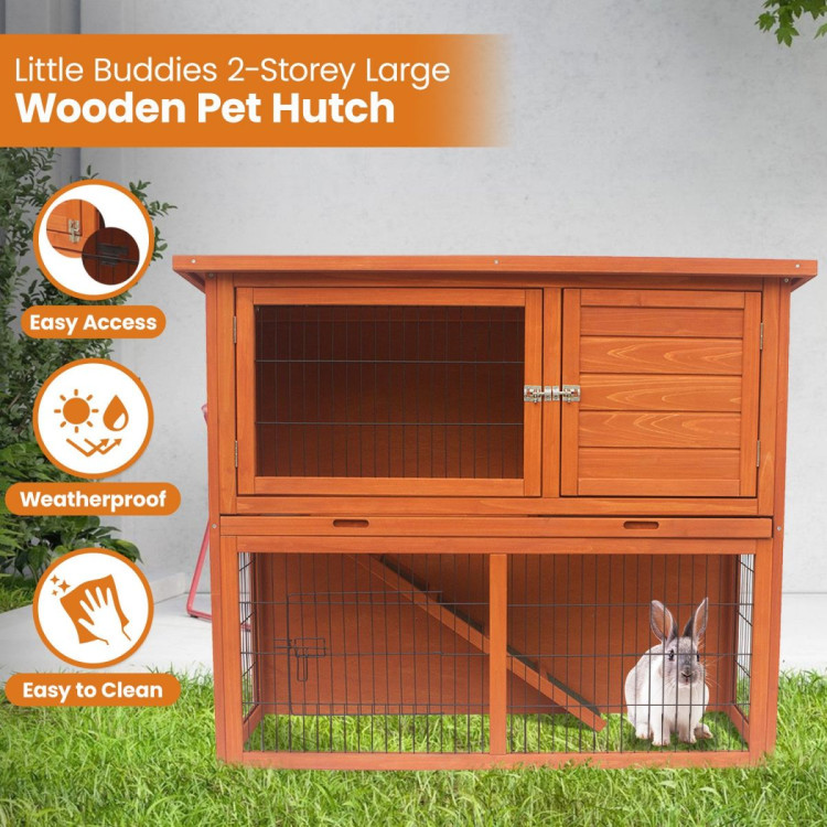 Little Buddies 2-Storey Wooden Pet Rabbit Hutch image 11