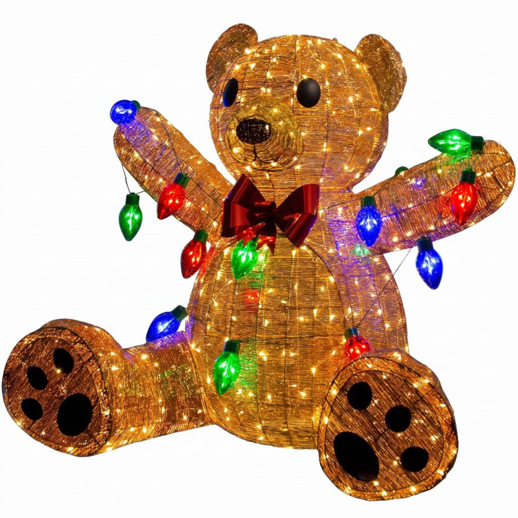 Christabelle 1.5m Christmas Teddy Bear Indoor Outdoor Display Decoration LED Lights Front Yard Lawn Statue Ornament
