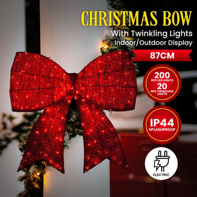 Christabelle Christmas Display Bow 91cm with LED and Twinkle Lights 5 Functions Decoration Ornament image 4