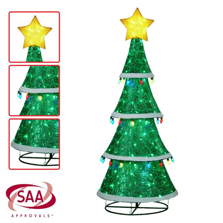 Indoor/Outdoor Tiered Christmas Tree with Lights - 205cm image 6