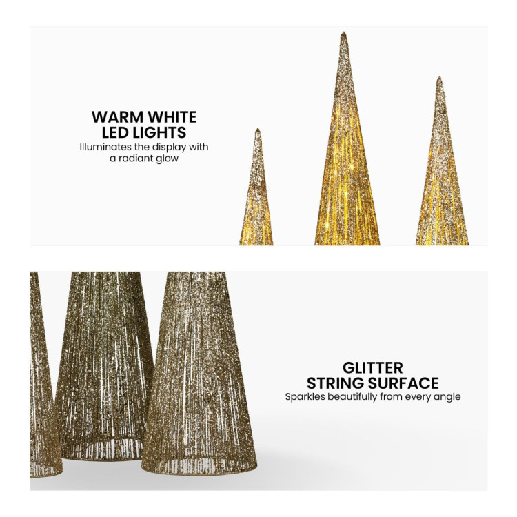 Christabelle 3pc Christmas Tree Indoor Outdoor Display Decoration LED Lights Front Yard Lawn Statue Ornament image 5