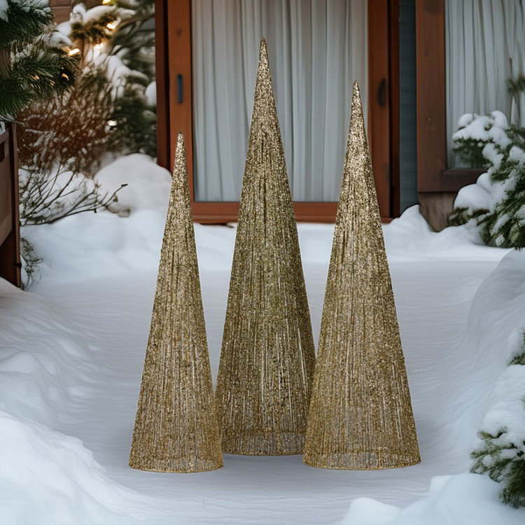 Christabelle 3pc Christmas Tree Indoor Outdoor Display Decoration LED Lights Front Yard Lawn Statue Ornament image 7