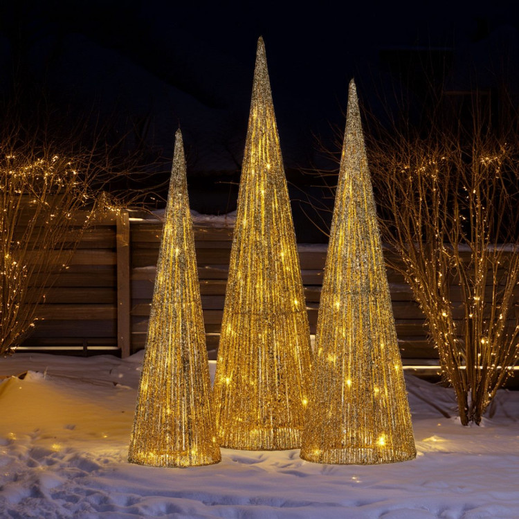 Christabelle 3pc Christmas Tree Indoor Outdoor Display Decoration LED Lights Front Yard Lawn Statue Ornament image 8