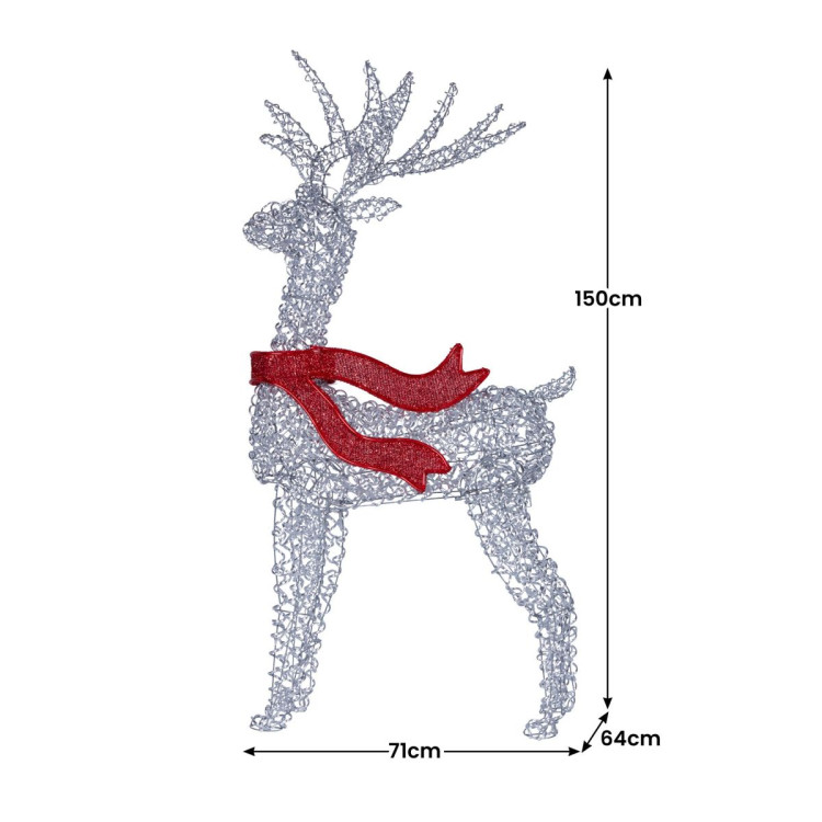Christabelle 150cm Christmas Reindeer Display LED Lights Red Bow Aluminium Frame Xmas Decor image 4