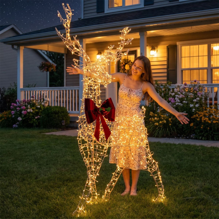 Christabelle 2.1m Christmas Reindeer Statue 800 LED Lights Indoor Outdoor Front Yard Lawn Decoration image 3
