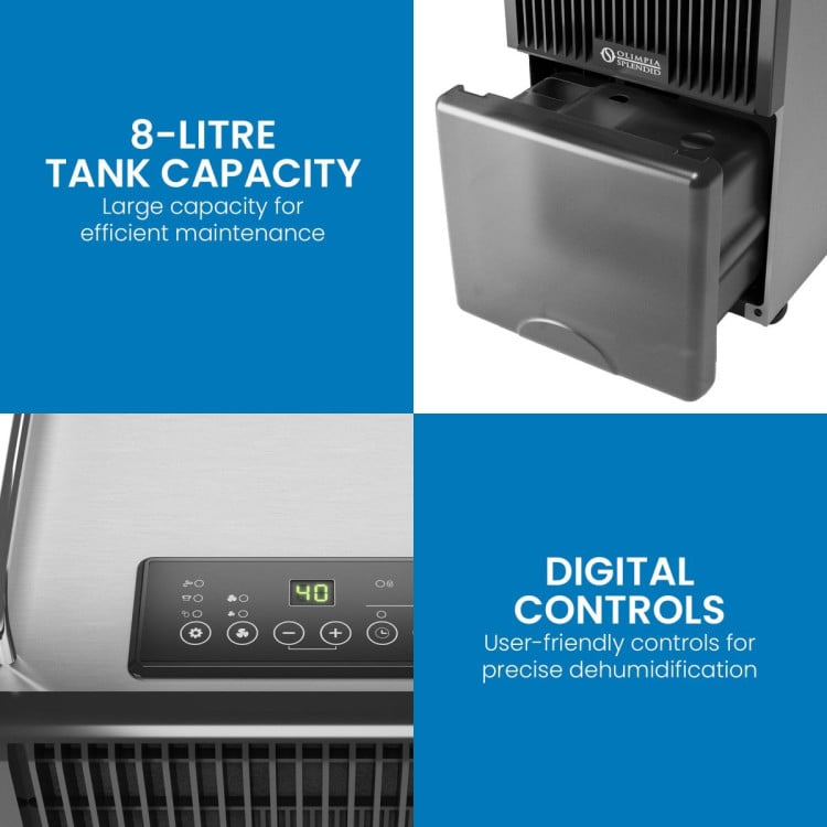 Olimpia Splendid SeccoProf 30L Dehumidifier for 150sqm with 8L Tank, Continuous Drain & Carbon Filter image 9